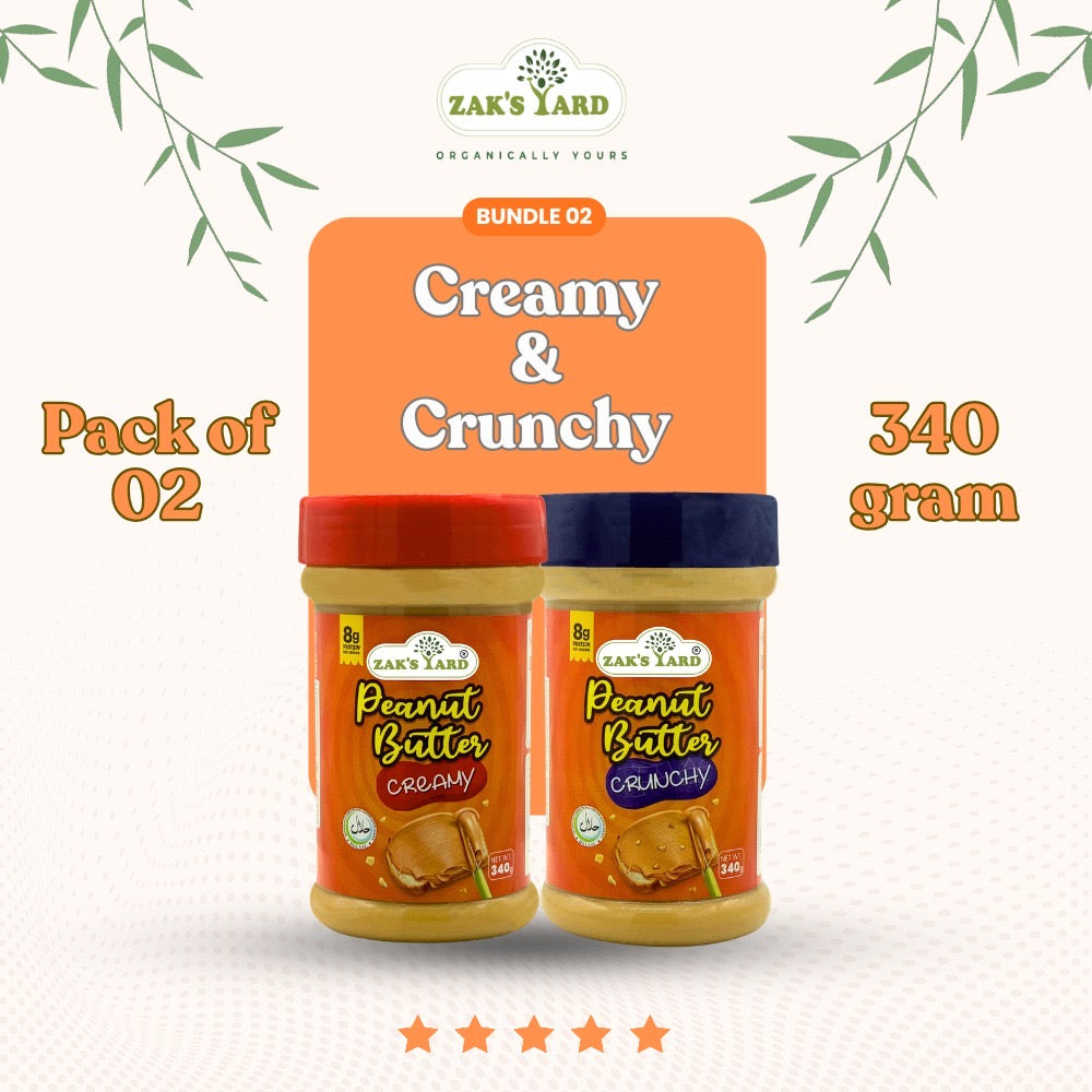 Natural Peanut Butter Creamy 340 Gm + Natural Peanut Butter Crunchy 340 Gm