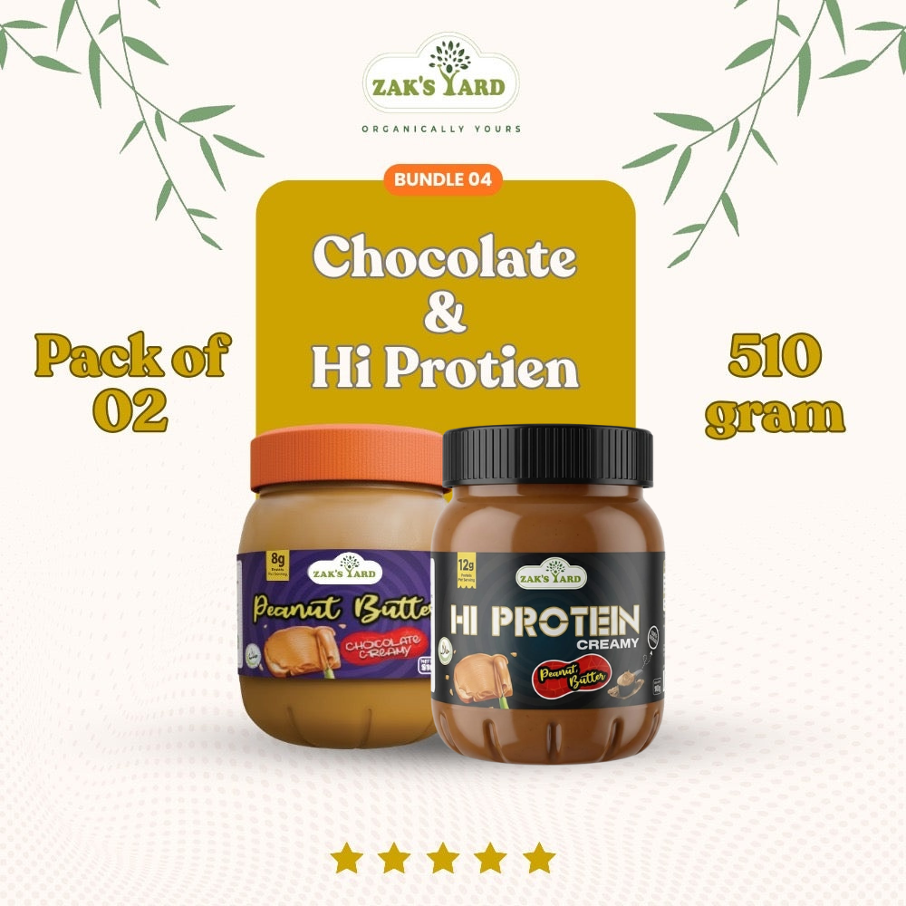 Hi-Protein Peanut Butter Creamy 510 Gm + Chocolate Peanut Butter 510 Gm