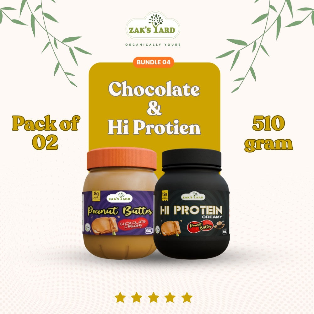 Hi-Protein Peanut Butter Creamy 510 Gm + Chocolate Peanut Butter 510 Gm