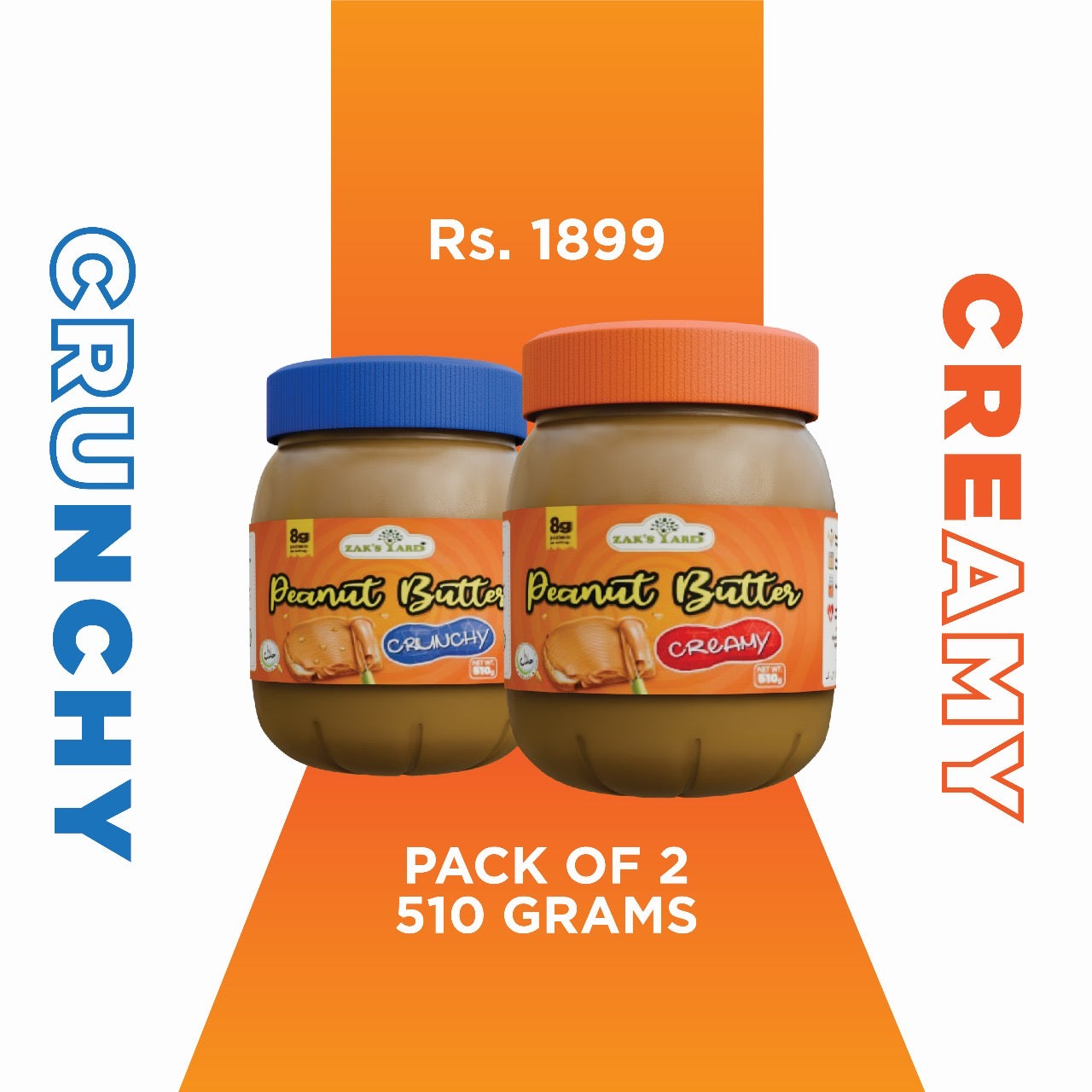 Natural Peanut Creamy 510 Gm + Natural Peanut Butter Crunchy 510 Gm