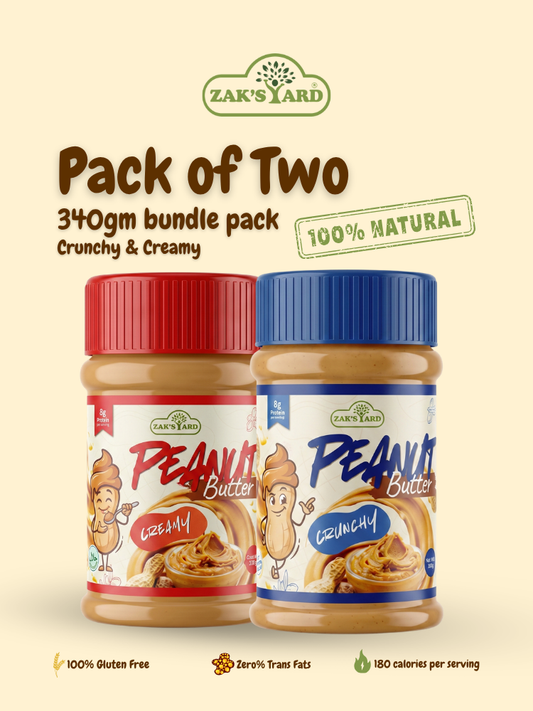 Natural Peanut Butter Creamy 340 Gm + Natural Peanut Butter Crunchy 340 Gm