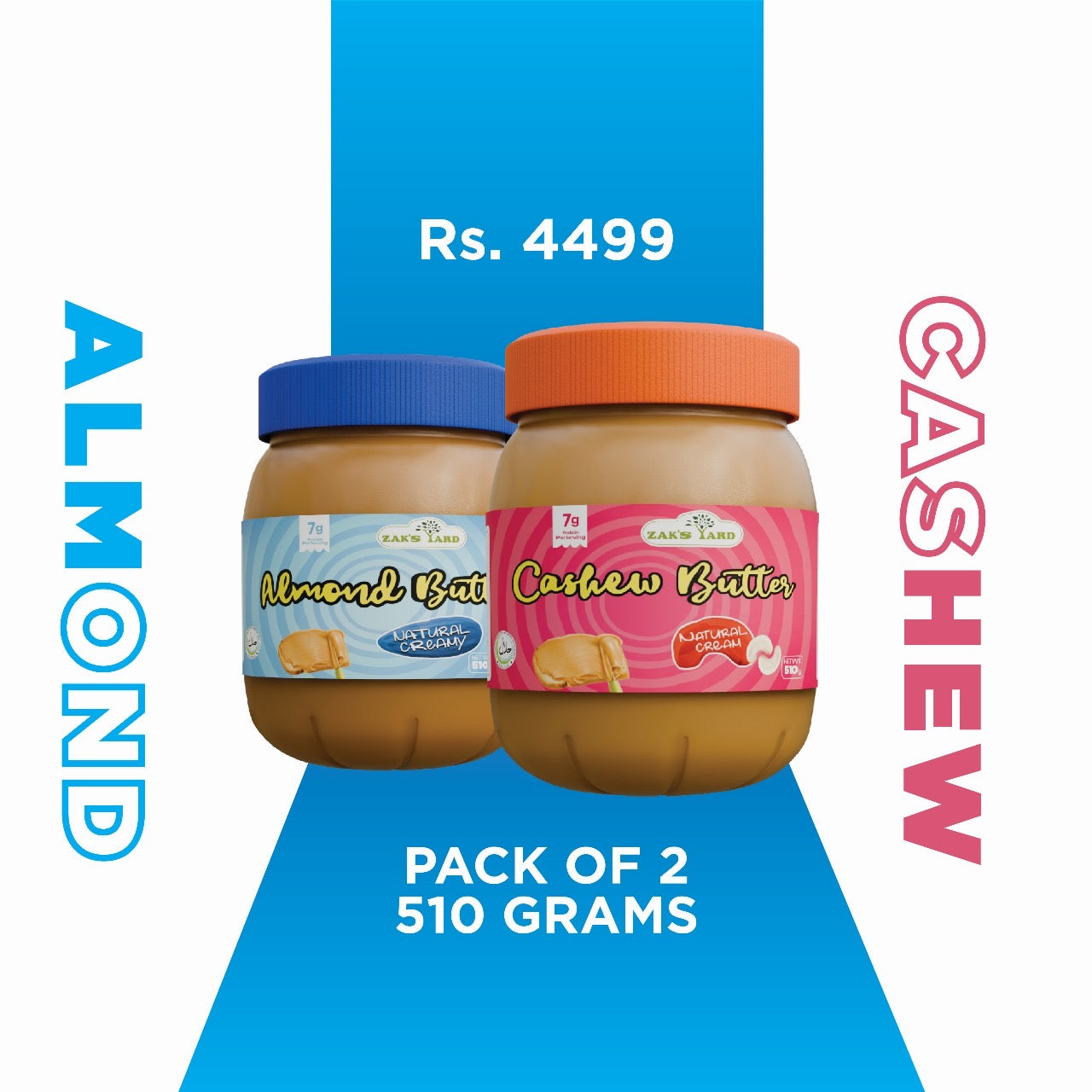 Almond Butter Crunchy 510 Gm + Premium Cashew Butter 510 Gm