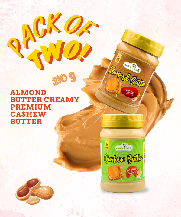 Almond Butter Creamy 210 gm + Premium Cashew Butter 210 gm