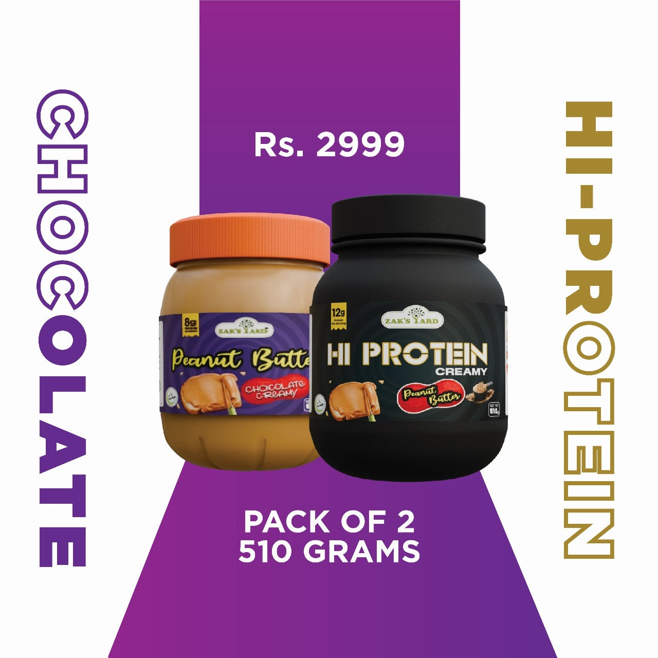 Hi-Protein Peanut Butter Creamy 510 Gm + Chocolate Peanut Butter 510 Gm