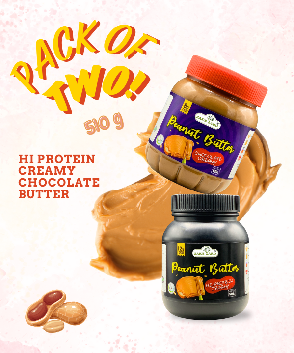 Hi-Protein Peanut Butter Creamy 510 gm + Chocolate Peanut Butter 510 gm