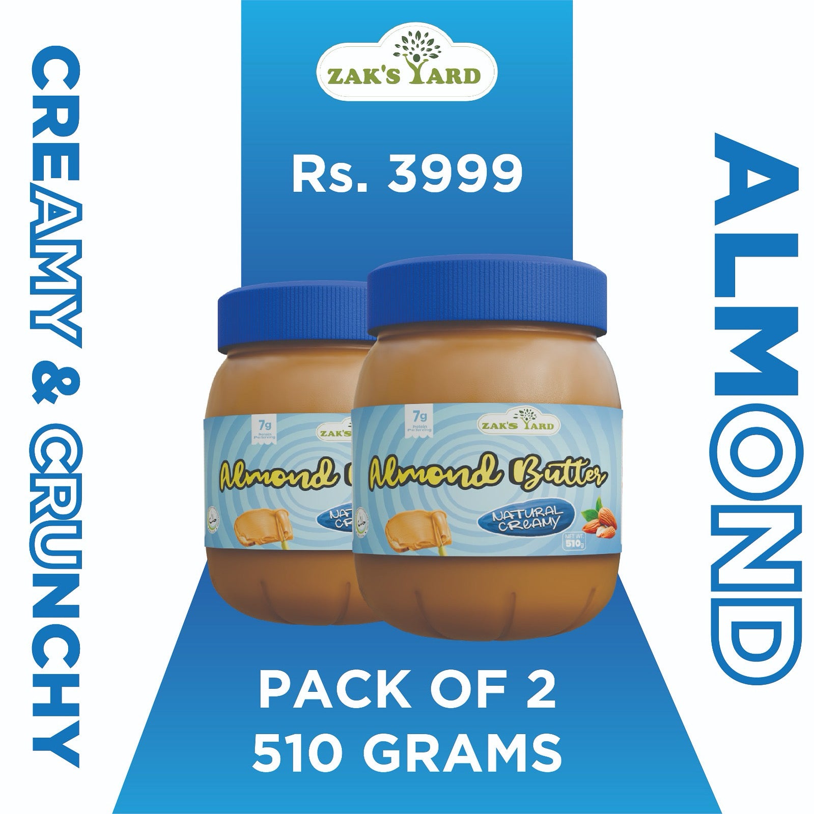 Almond Butter Crunchy 510 Gm + Almond Butter Creamy 510 Gm