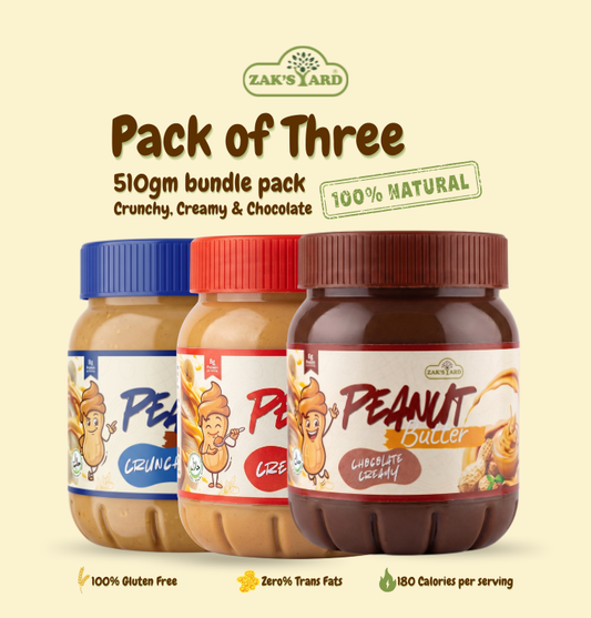 Zak's Yard Special Bundle - Pack of 3 (510g Each) Creamy, Crunchy & Chocolate Peanut Butter | Family Pack, Free Delivery